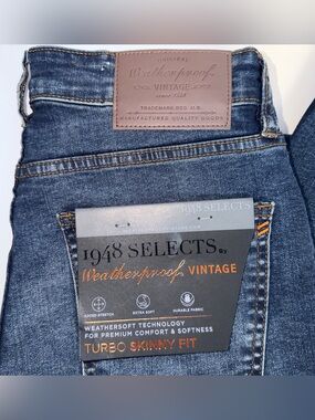 Weatherproof Vintage Turbo Skinny Fit Jeans Mens 30x32 NWT Blue Denim Pants 1948